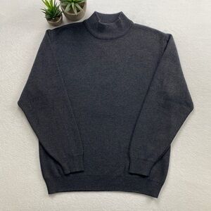 Unbranded Mock Neck Long Sleeve Pullover Jumper Sweater (Dark Gray)